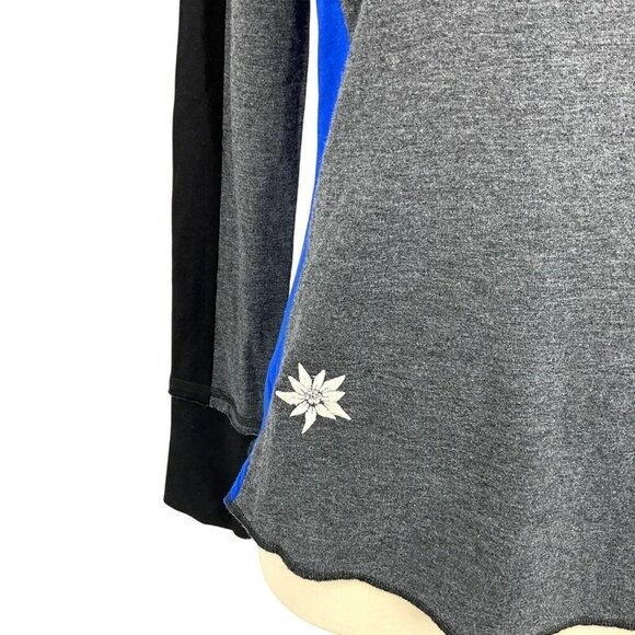 Alp'n'Rock Size S Chamonix Crew Top Grey Blue Edelweiss Emblem Long Sleeve - Picture 3 of 11